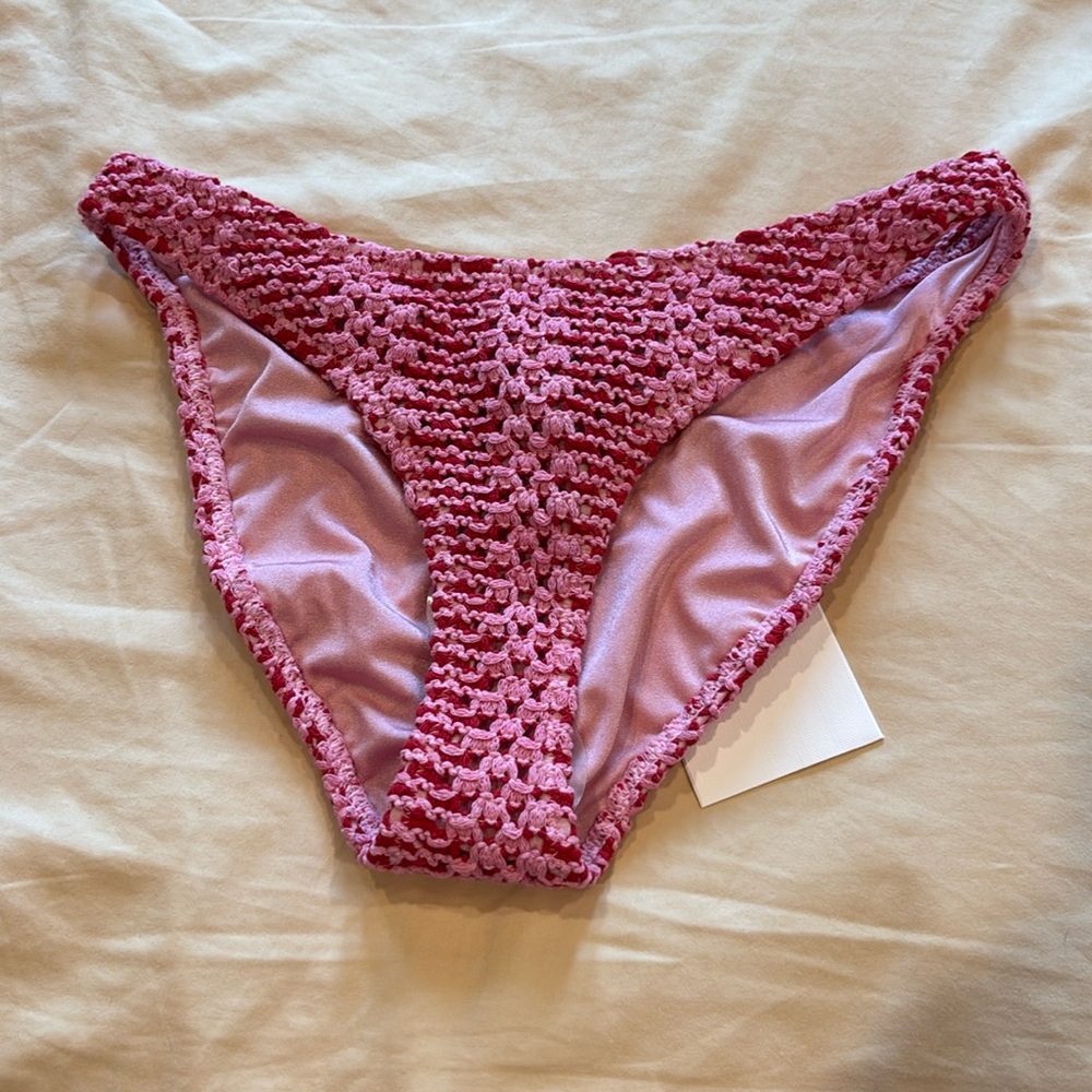 MAIA - ALINA Pink Crochet Scoop Bikini Bottoms